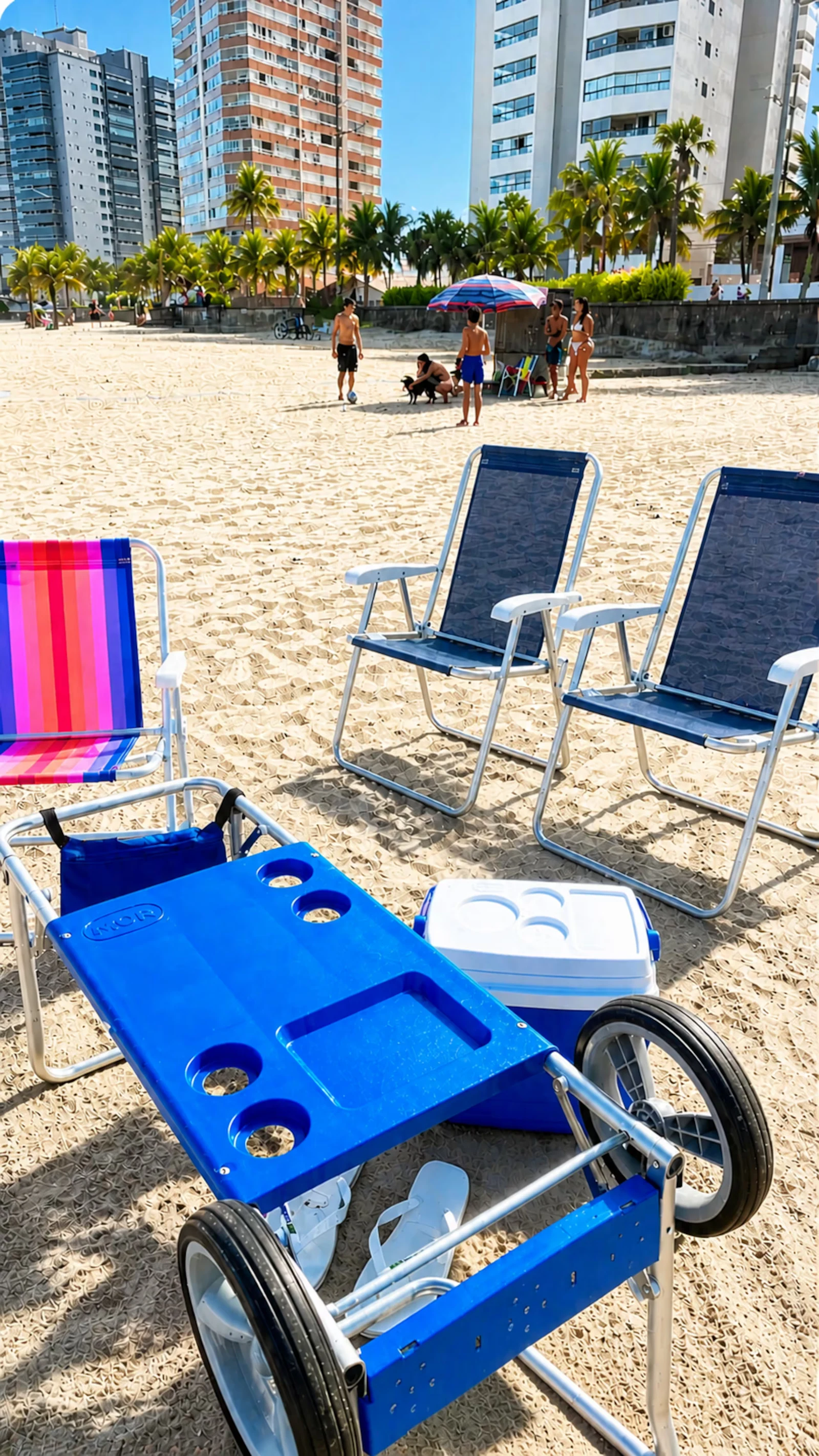 Estrutura de praia incluída, apartamento pé na areia em Praia Grande